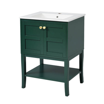 Modern Bathroom Vanity with Soft Close Hinges and Ceramic Countertop