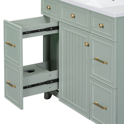 Modern green bathroom vanity with integrated resin sink