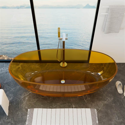 Modern transparent bathtub with a glossy Orange finish