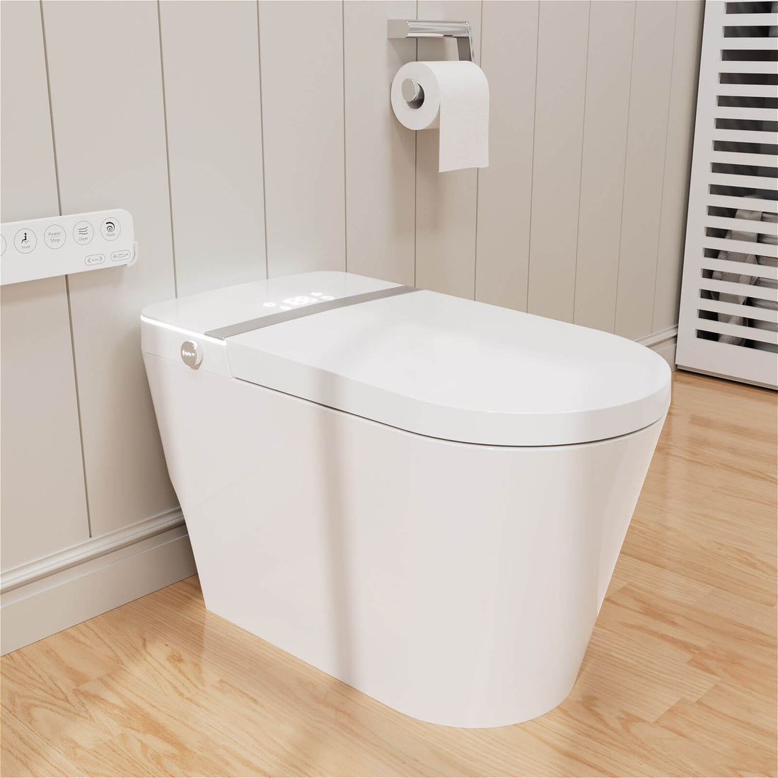 Modern Heated Seat Smart Bidet Toilet with Ambient Light Auto-flush Air Drying and Remote Control