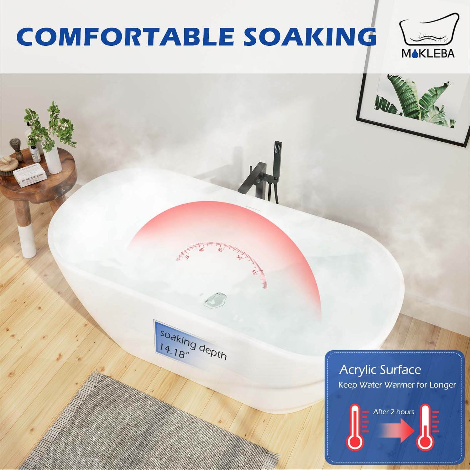 59 inch freestanding single-slipper bathtub Acrylic material