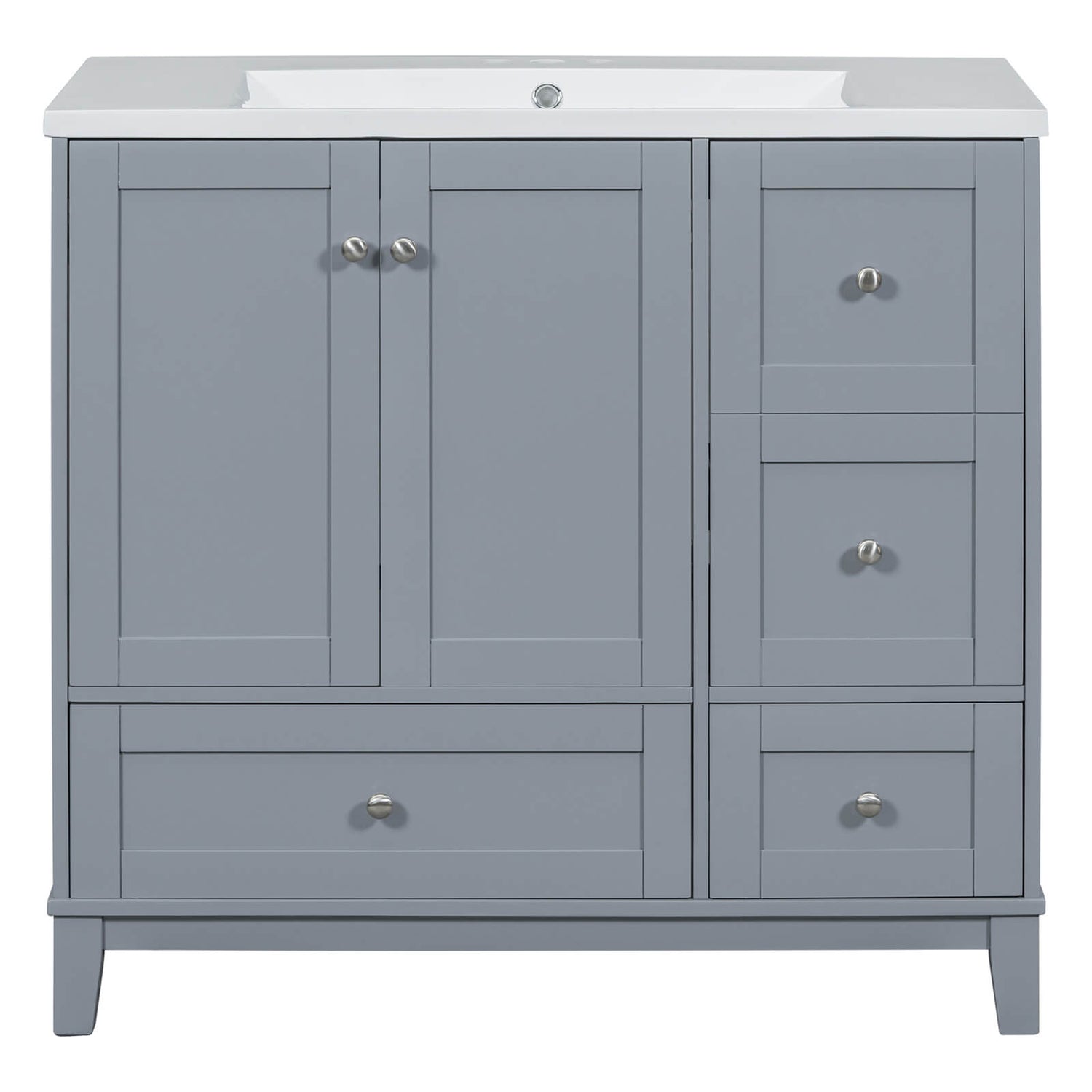 Modern gray bathroom vanity with USB charging ports