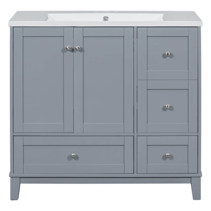 Modern gray bathroom vanity with USB charging ports