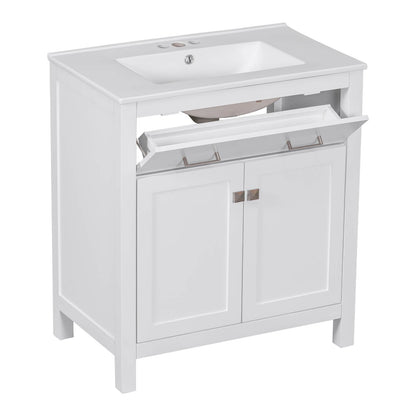 Modern white bathroom vanity with undermount sink ideal for compact spaces