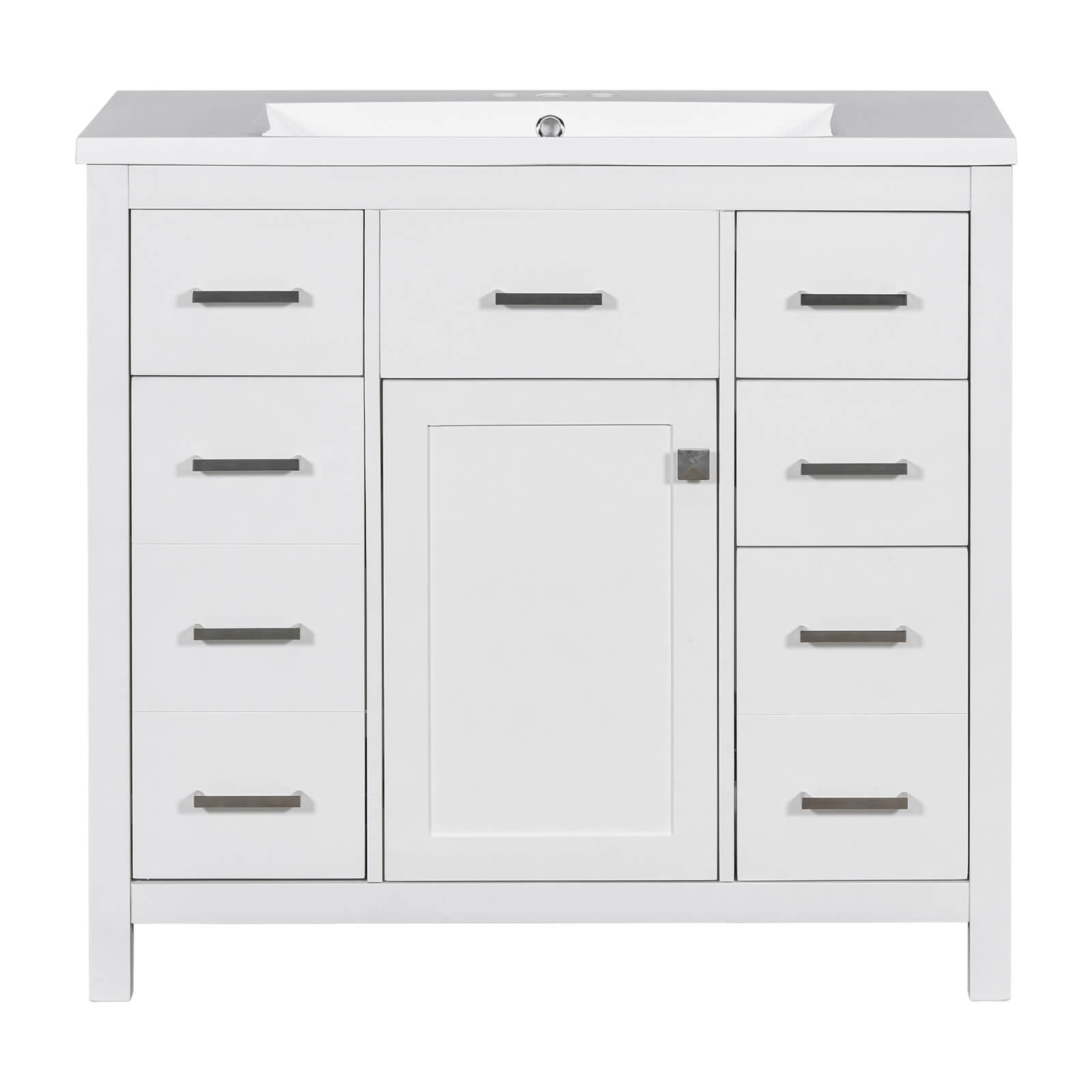 Multi functional 36 inch white vanity with adjustable storage drawers