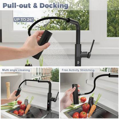 Multi functional pull out kitchen sink faucet with flexible hose