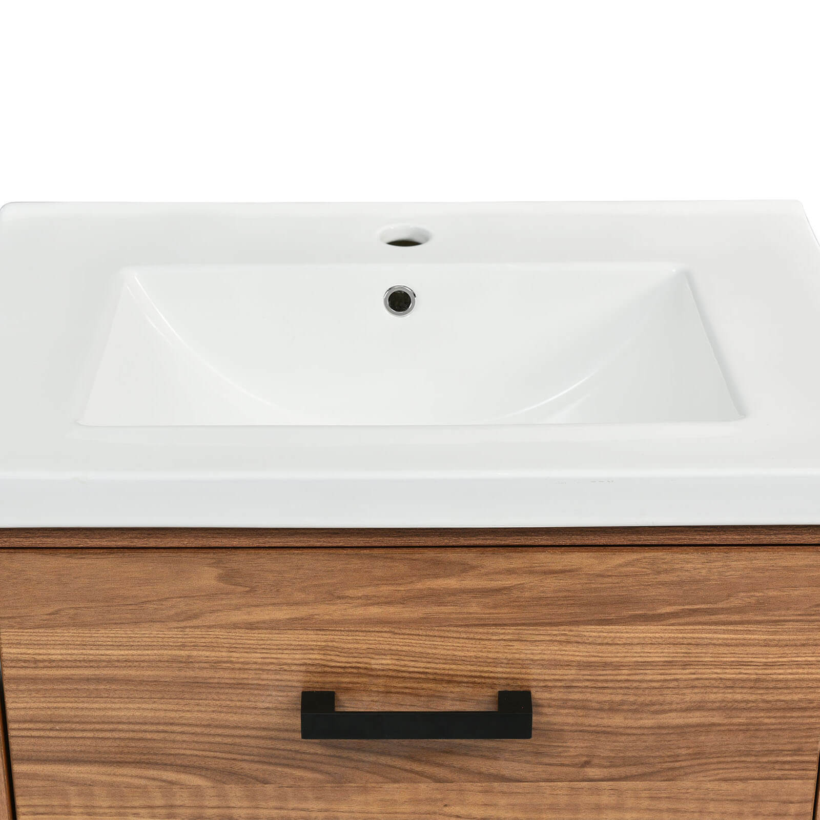 Natural Wood Bathroom Vanity with Single Hole Faucet Design