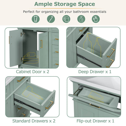 36&quot; Mint Green Solid Wood Bathroom Vanity (Without Tops)