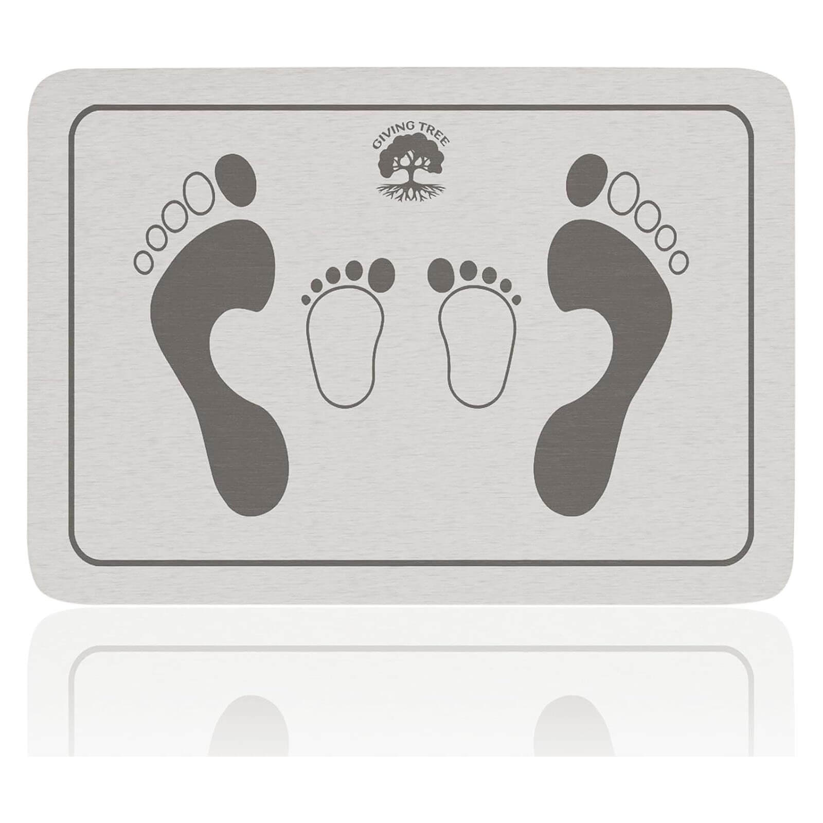 Non-Slip Diatomaceous Earth Bathtub Mat with Unique Adult and Children Footprint Design