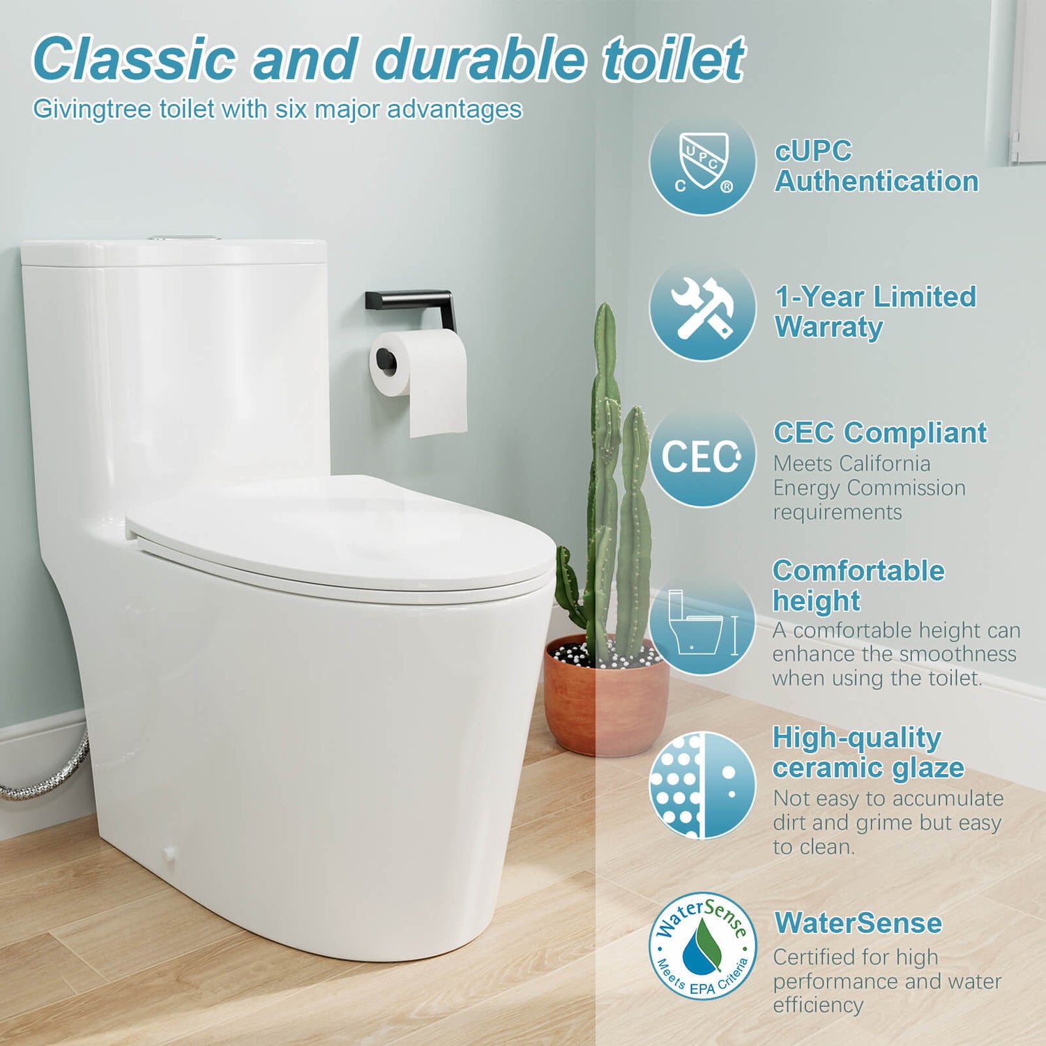 One-Piece Floor Mount Toilet with cUPC