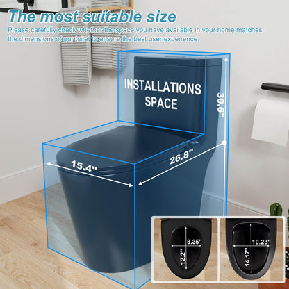 One-Piece Floor Mount Toilet 1.1GPF/1.6 GPF Siphon Jet Dual Flushing with Toilet Seat