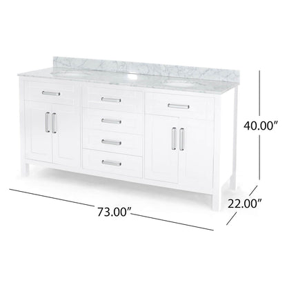 Overall dimensions specifications for 73 inch marble top plywood bathroom vanity