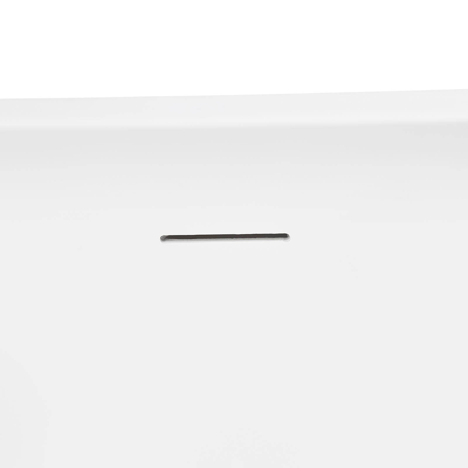 Overflow detail for the 54 inch white oval acrylic bathtub