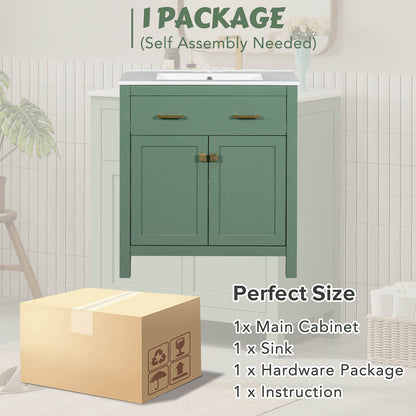 Package for 30-inch Sage Green Bathroom Vanity with Undermount Single Sink