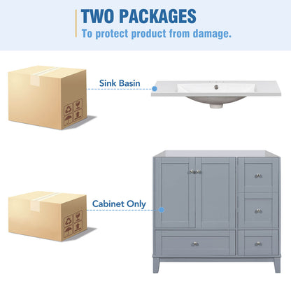 Package for 36 inch Grey Bathroom Vanity with Integrated USB Charging