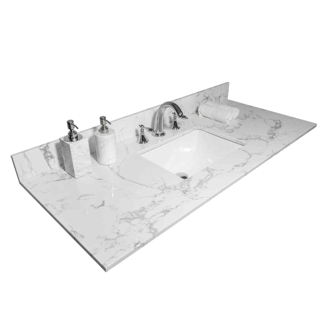 Premium Carrara marble bathroom vanity top with three faucet holes