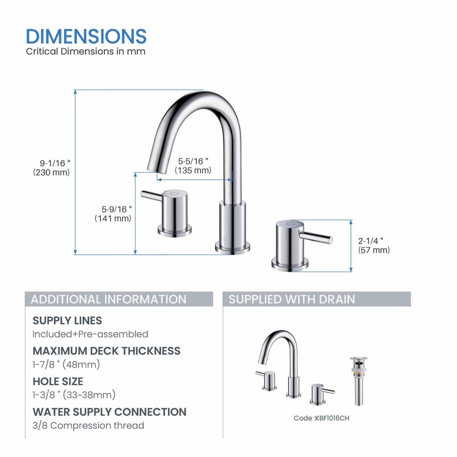 Product Dimensions Chrome