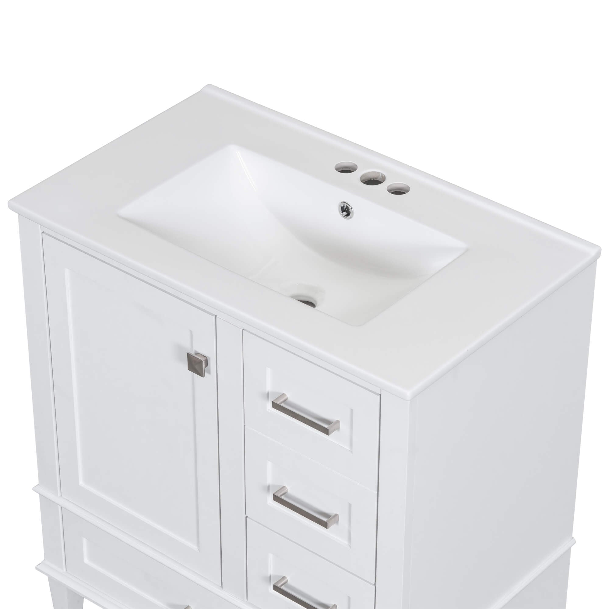 Pure white solid wood vanity with countertop for modern bathrooms