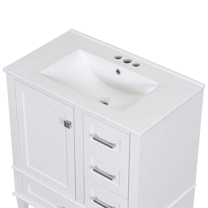 Pure white solid wood vanity with countertop for modern bathrooms