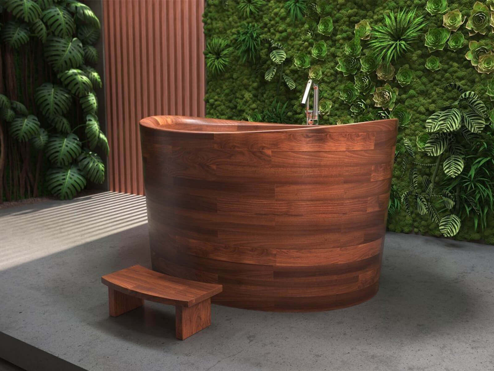 Round Wooden Ofuro Japanese Bathtub