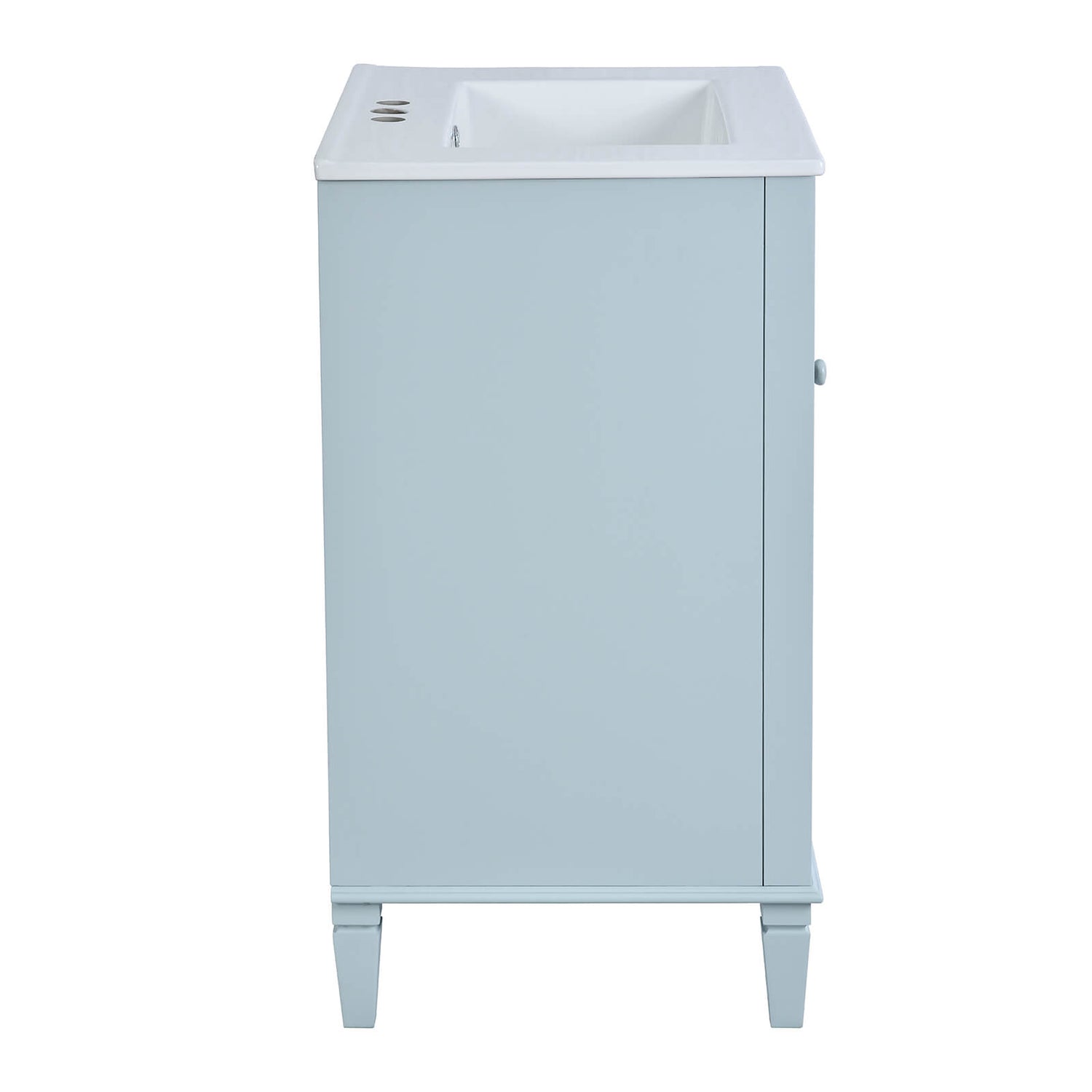 Safe design 24 inch vanity with rounded corners for family friendly use