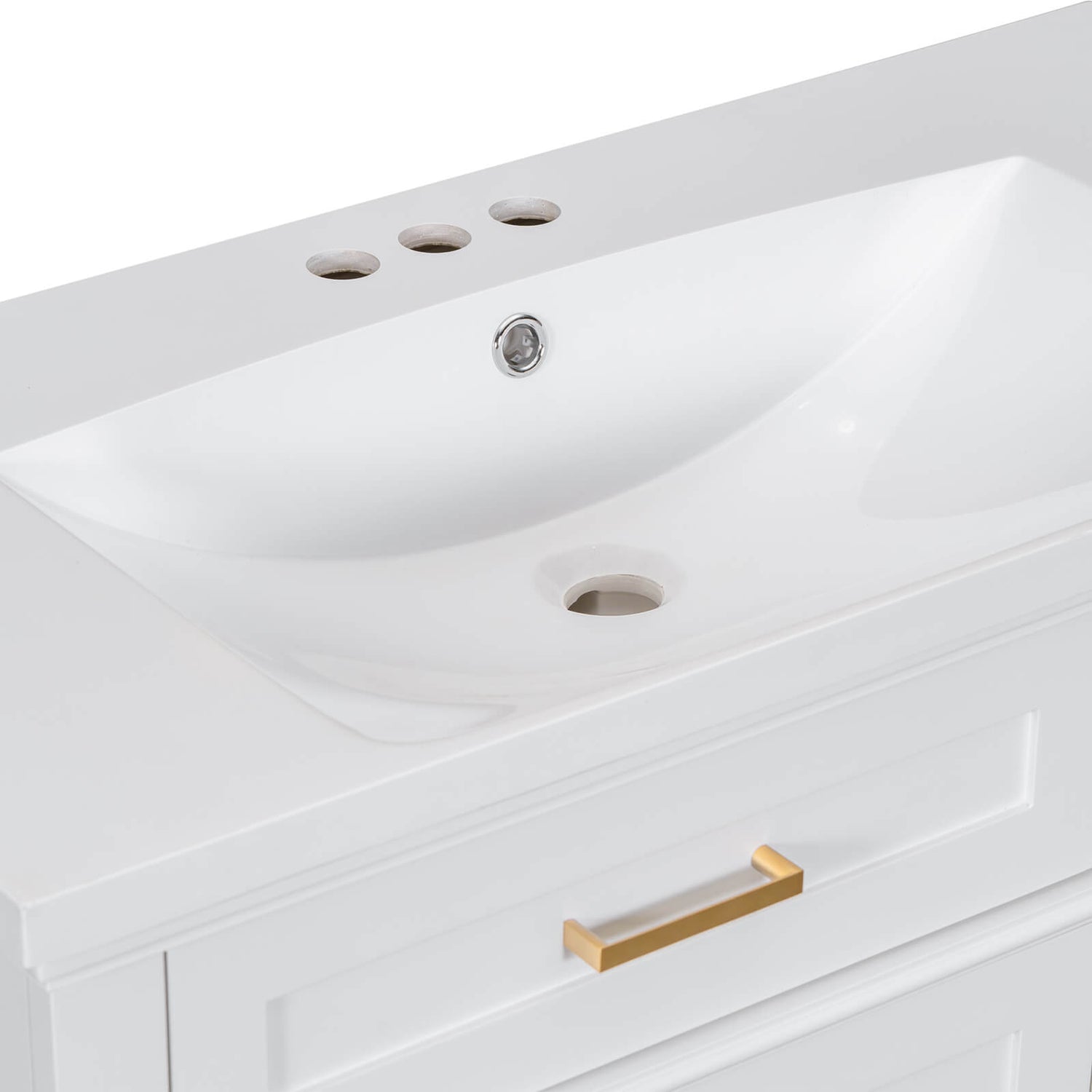 Schematic diagram of top sink with resin sink 36 inch white solid wood bathroom vanity