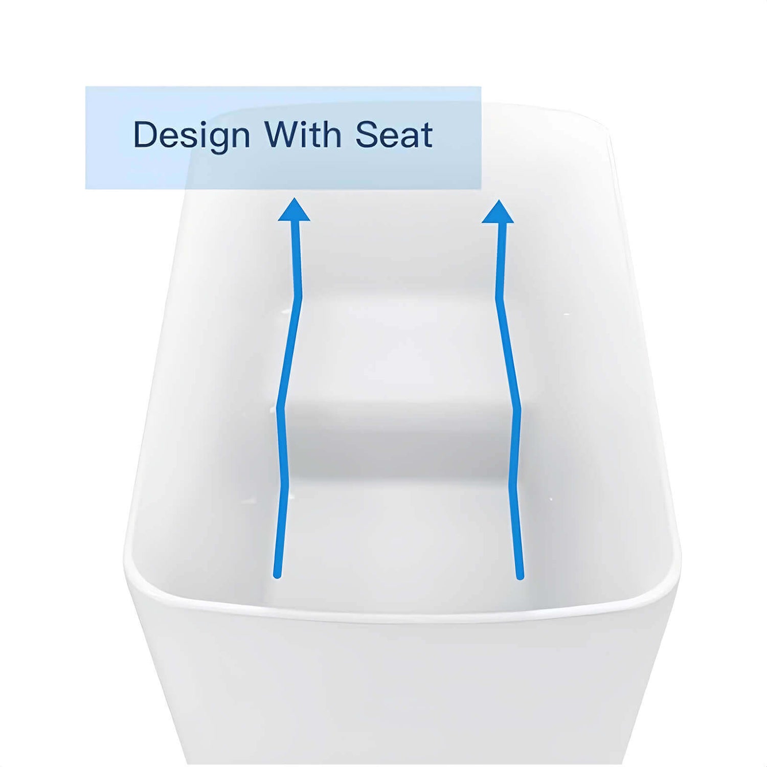 Seat slope diagram for a 49 inch acrylic bathtub with integrated seat