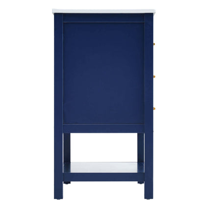 Side View Highlighting the Slim Profile of Navy Blue Vanity