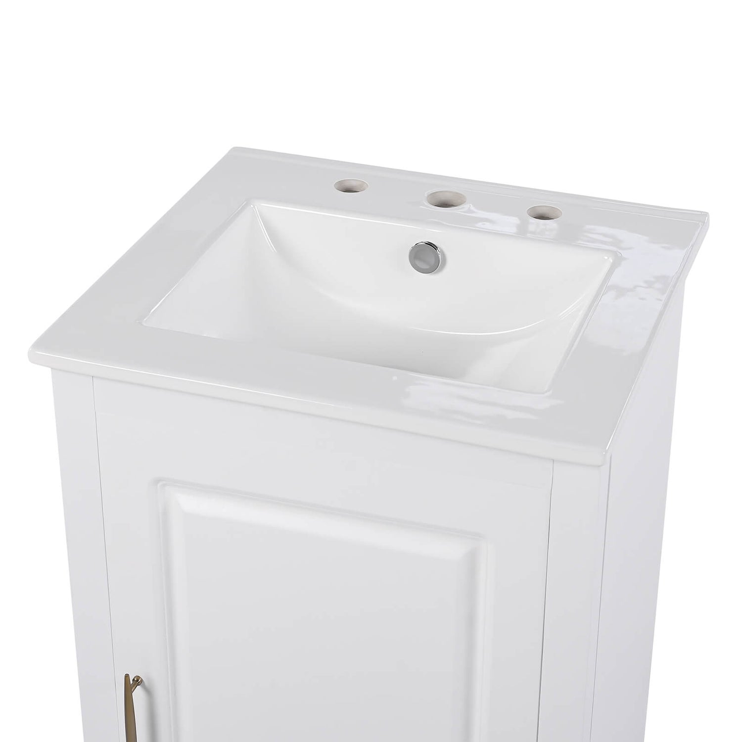 Simple design white bathroom vanity with a single sink