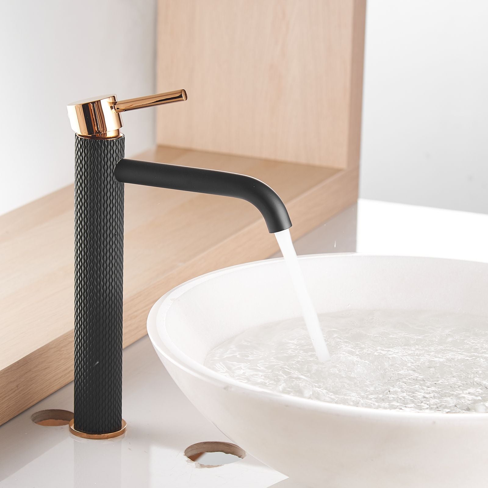 Single Hole Vanity Basin Tap Modern Black and Gold Single Handle Bathroom Faucet