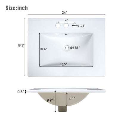 Sink Dimensions Chart for Floating Bathroom Vanity Unit with Sink 24 Inch Sage Green