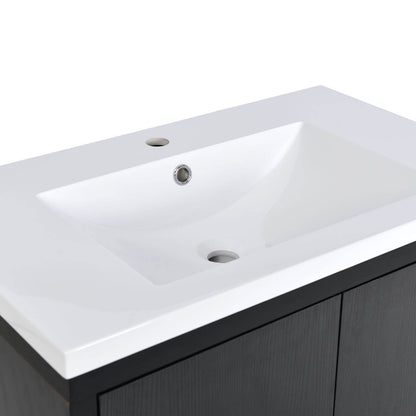 Sleek 30 inch Black Freestanding Bathroom Vanity with ceramic basin