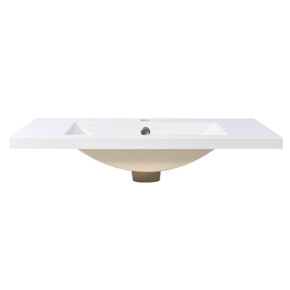 Sleek White Resin Vanity Top with Undermount Ceramic Sink