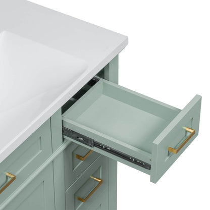 Small Drawer Display with Resin Sink 36 Inch Mint Green Solid Wood Bathroom Vanity