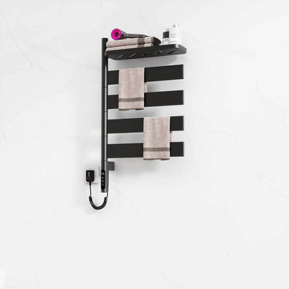 Smart matte black towel warmer energy-efficient