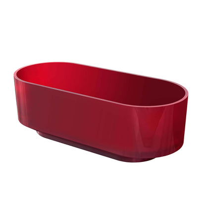 Solid Surface 67 inch Cherry Red Oval Tub