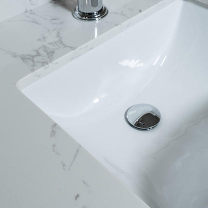 Sophisticated Carrara marble vanity top with ceramic sink for bathrooms