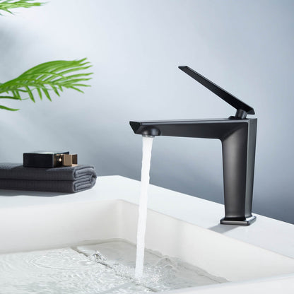 Splash proof black bathroom sink faucet