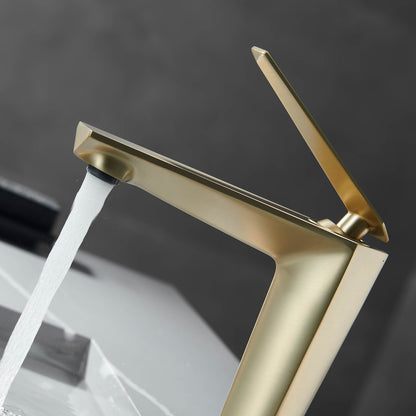 Splashless Bathroom Faucet in Brushed Gold Finish