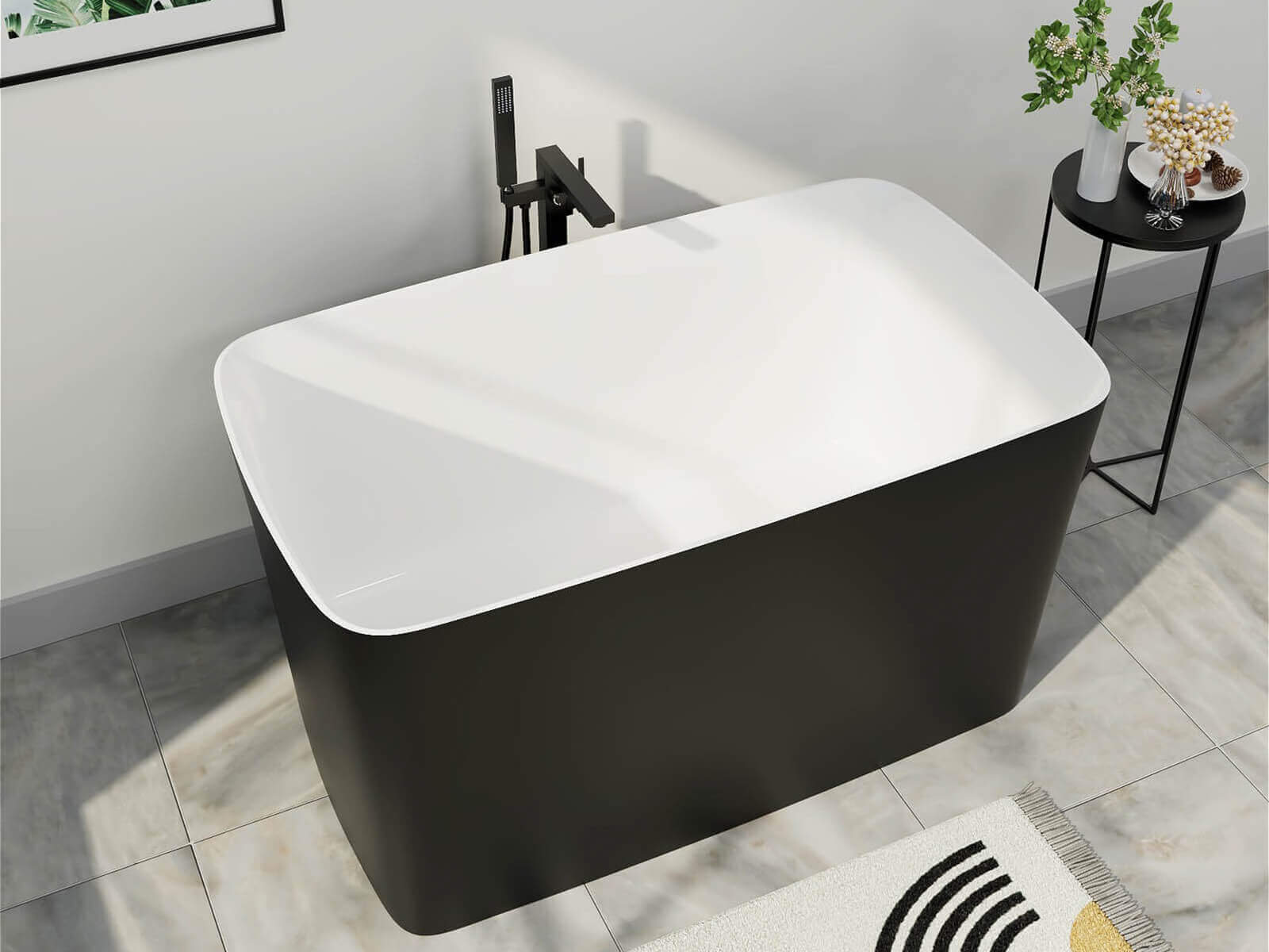 Square Acrylic Japanese Soaking Tub with Seat