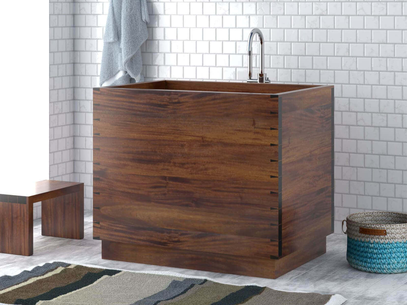 Square Wooden Ofuro Japanese Bathtub