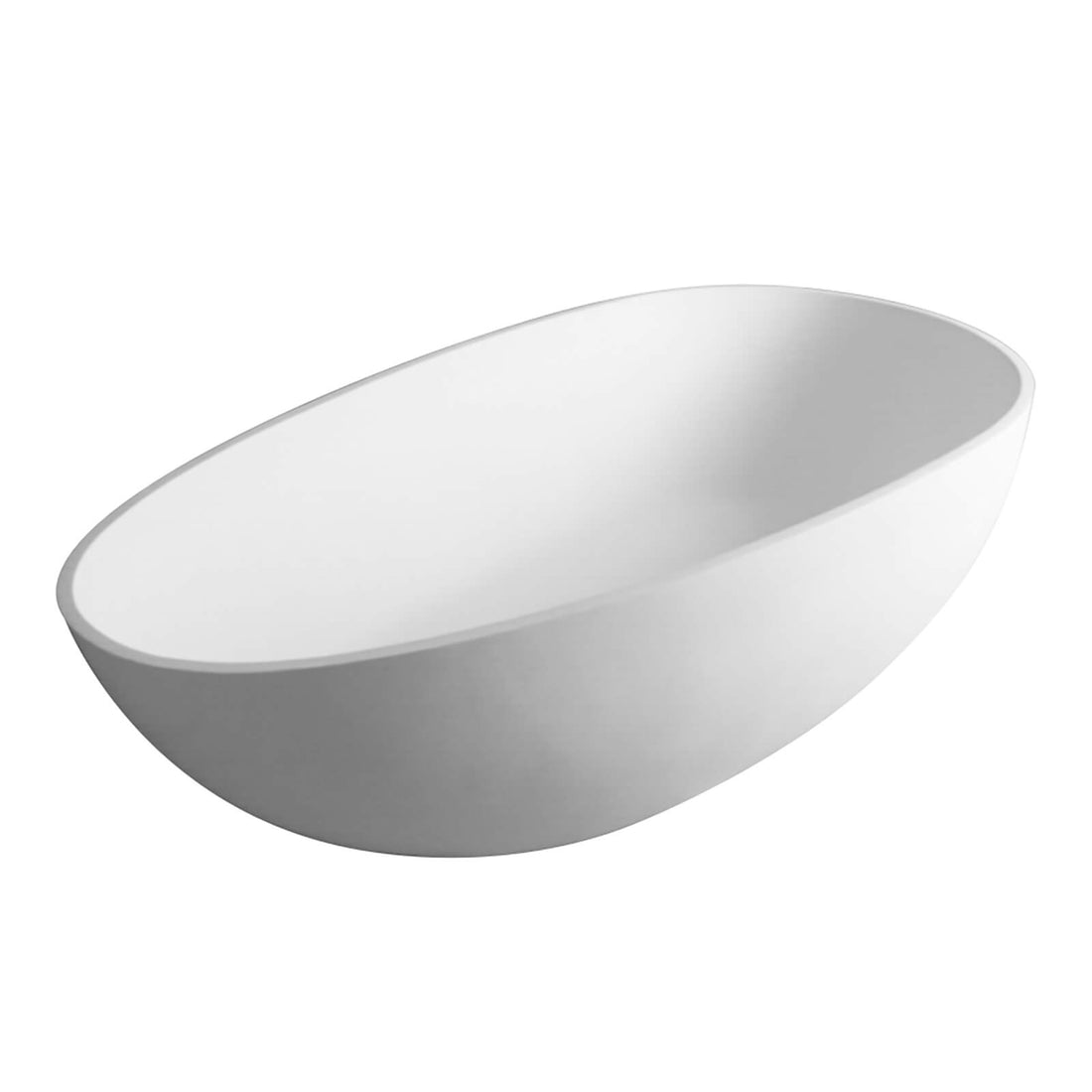 Stain resistant matte white egg shaped solid surface bathtub