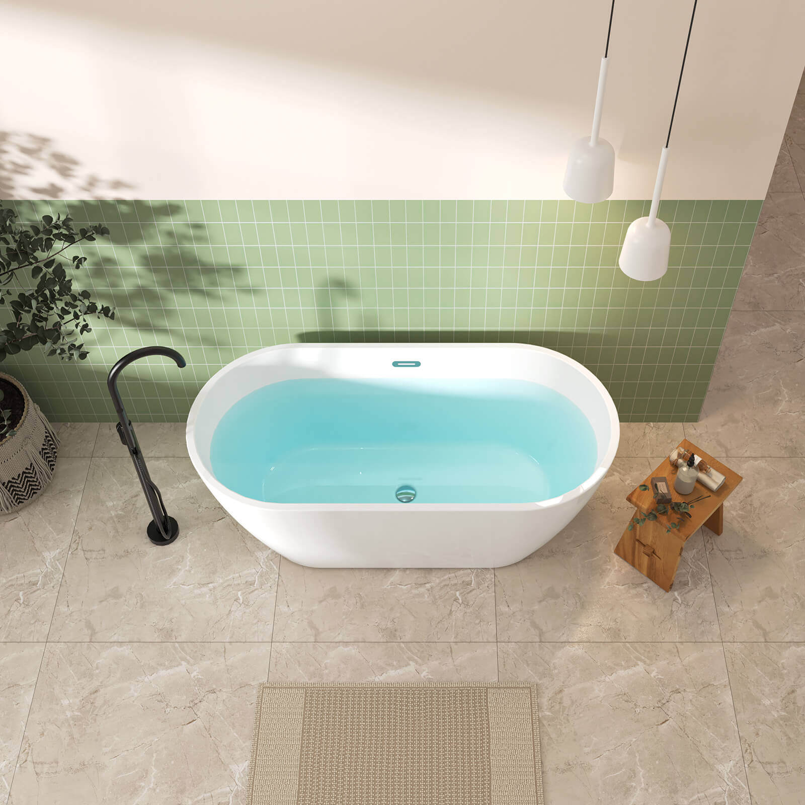 Stand Alone Design 59 Inch Small Size Acrylic Soaking Tub Bathtub