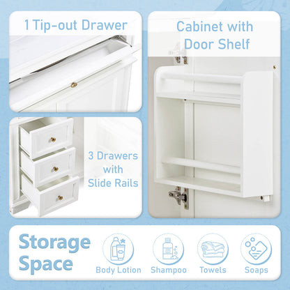 Storage Description of 30 Inch White Freestanding Bathroom Vanity with Reversible Tray