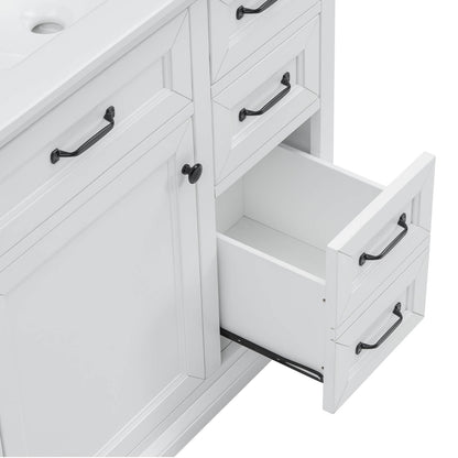 Sturdy 36 Inch White Bathroom Vanity with Adjustable Shelves and Soft Close Doors