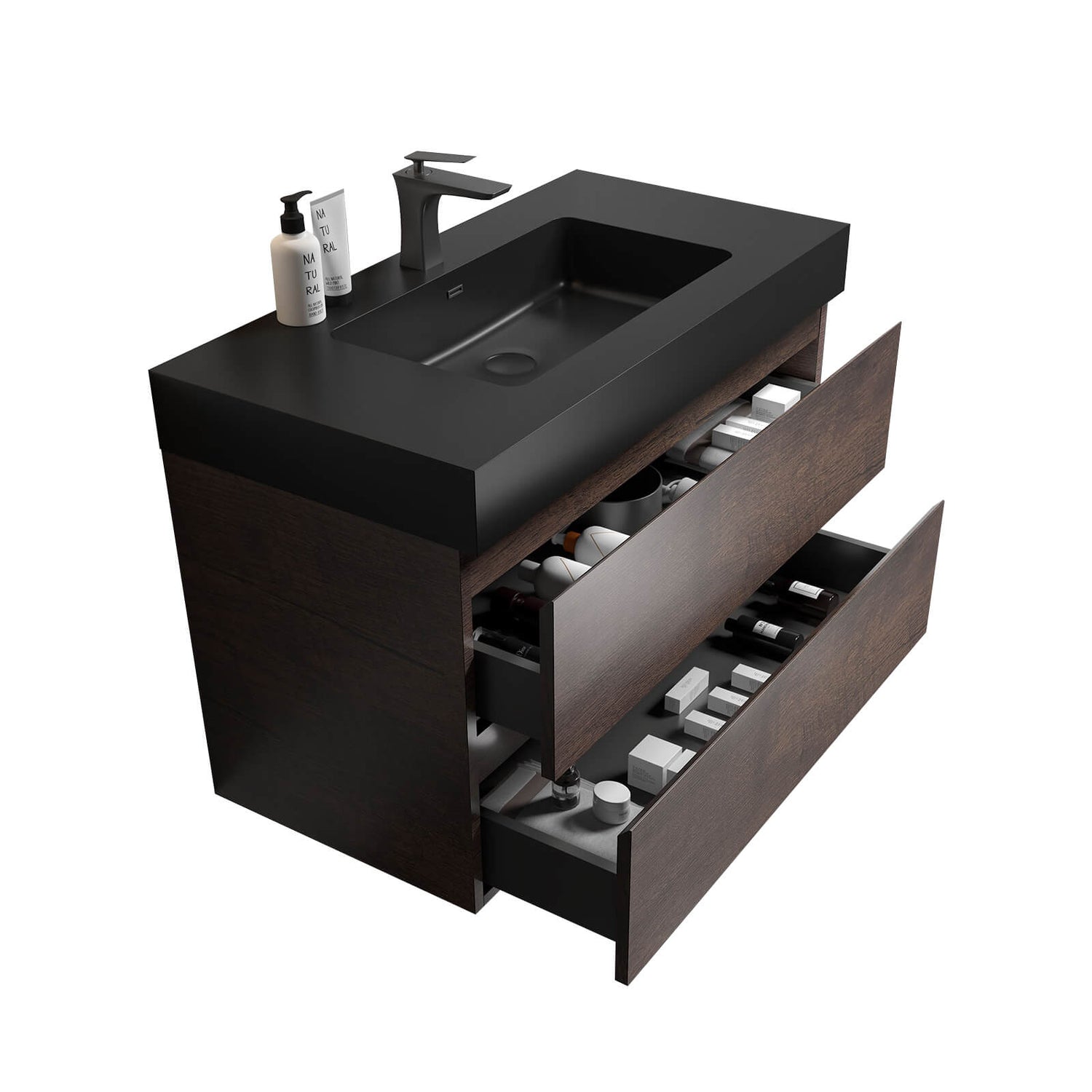 Stylish 36 inch Walnut Vanity for Contemporary Bathrooms