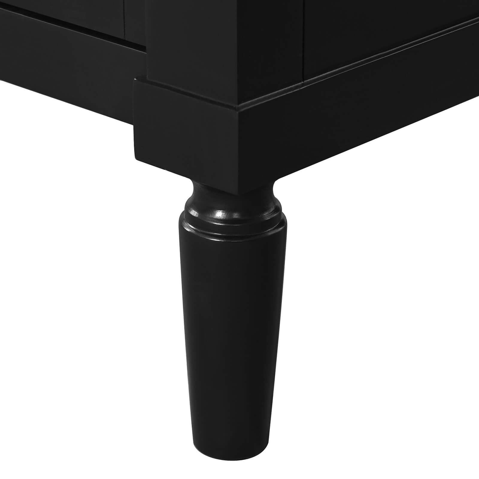 Stylish Black Vanity with Cylindrical Legs and Clean Design