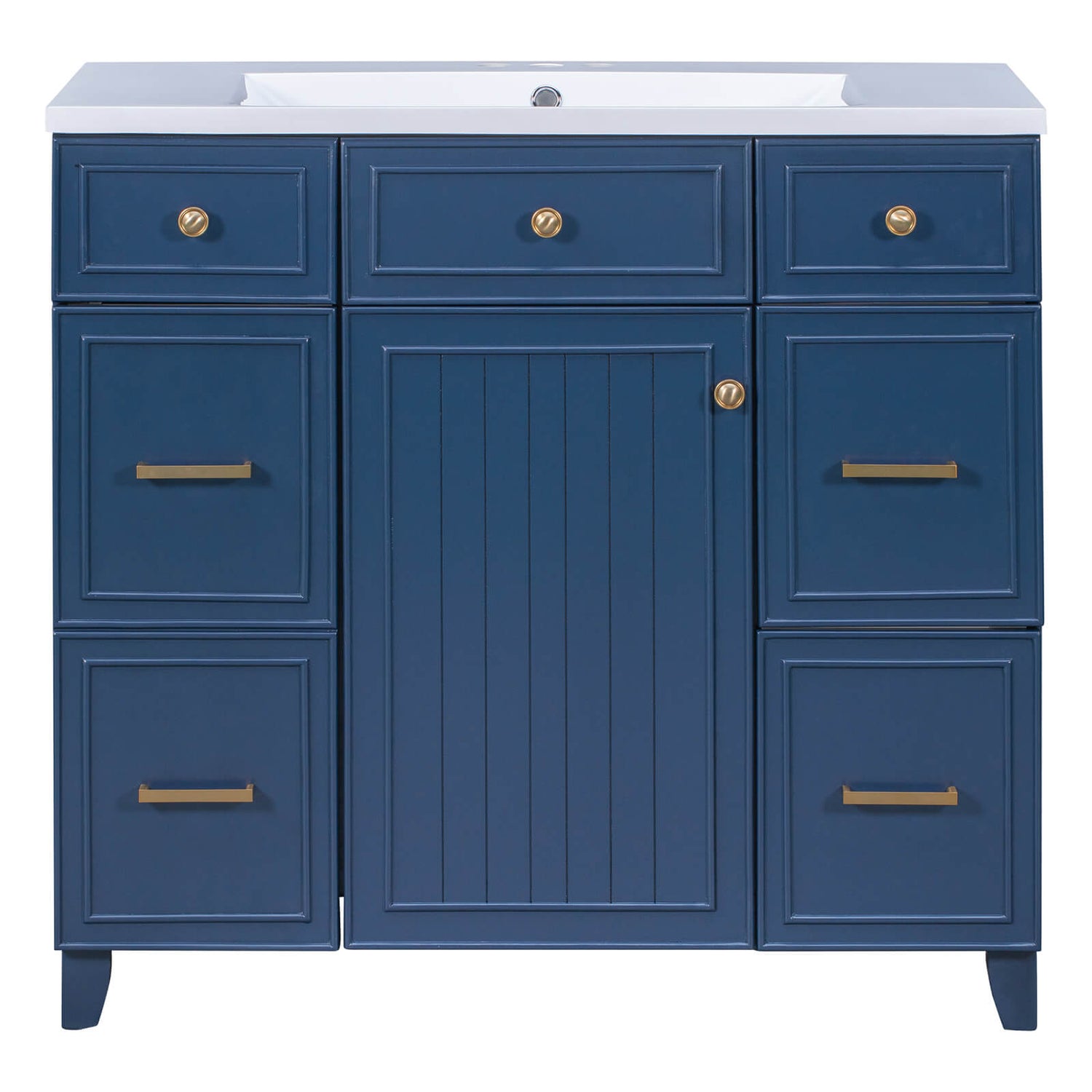 Stylish and functional blue bathroom vanity with water resistant features