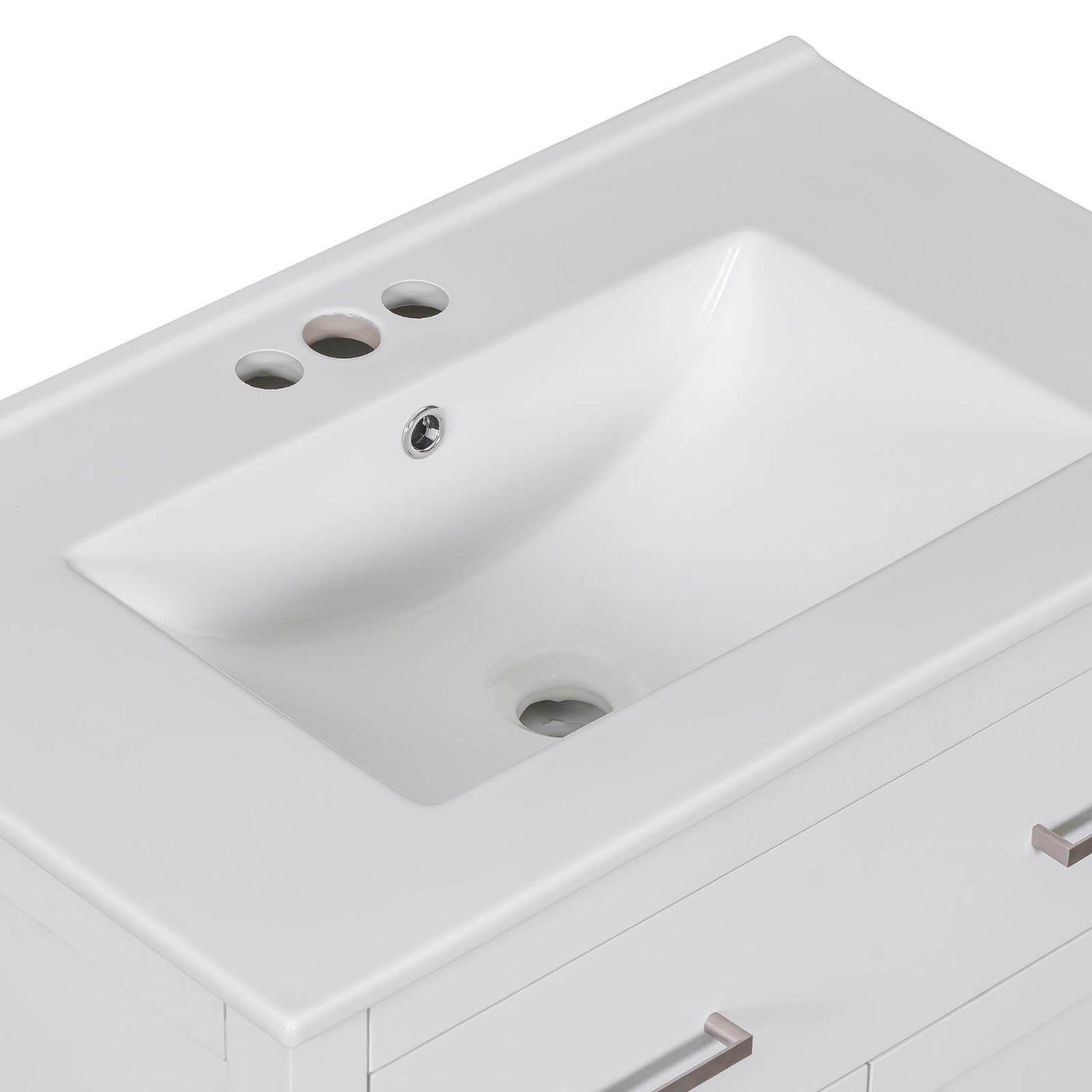 Stylish 30 inch white bathroom vanity with sleek undermount sink