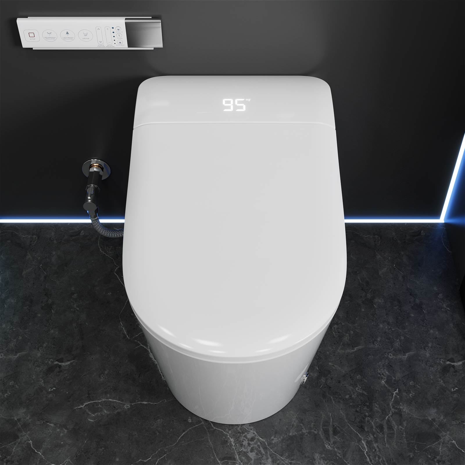 High Tech Tankless Smart Toilet with Bidet, Heated Seats, Aroma Diffusion Function